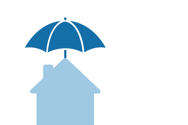 Icon of house under umbrella